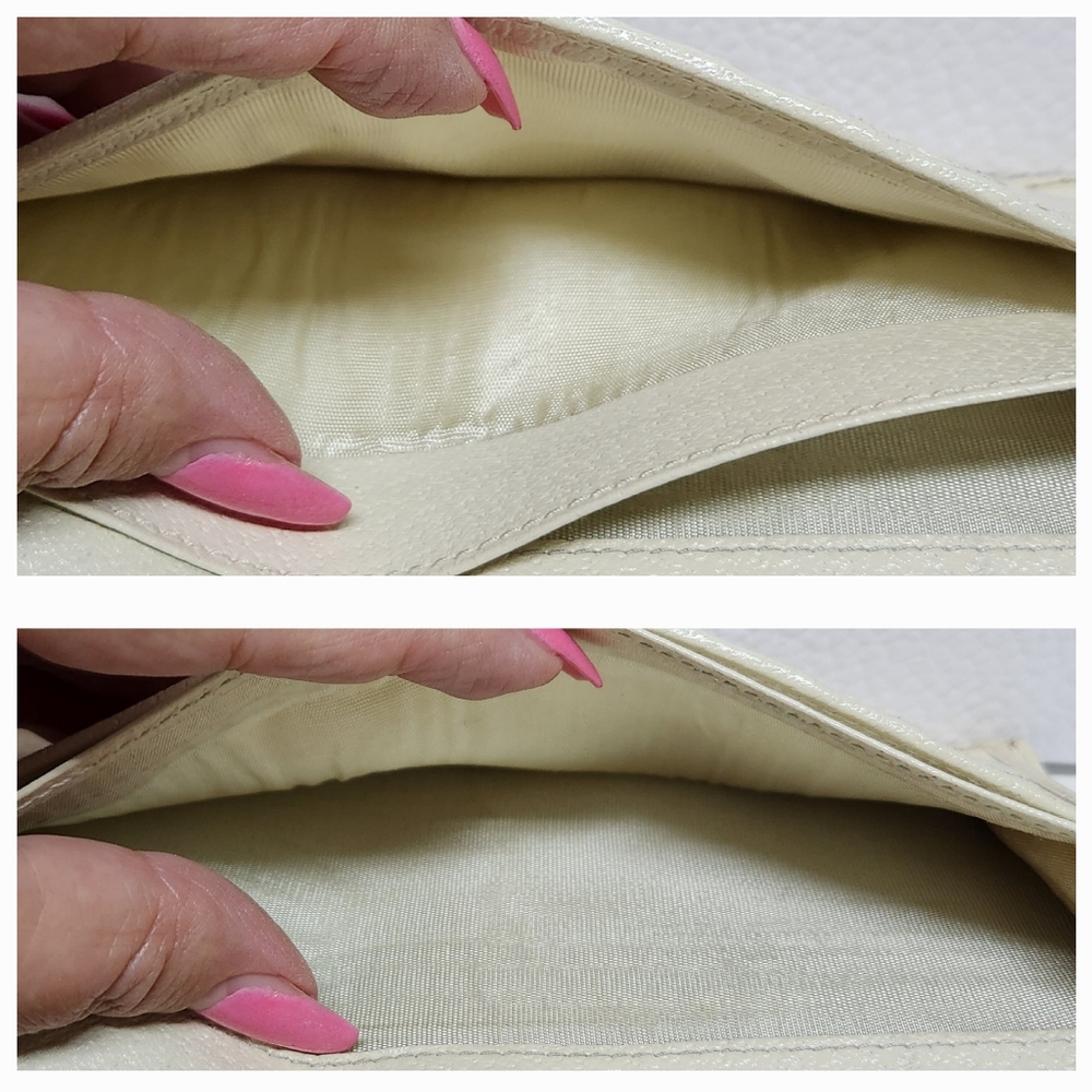 GUCCI G Clasp Continental Pebble Grain Ivory Leather Wallet Auth #035.2778.2097 - Picture 12 of 16